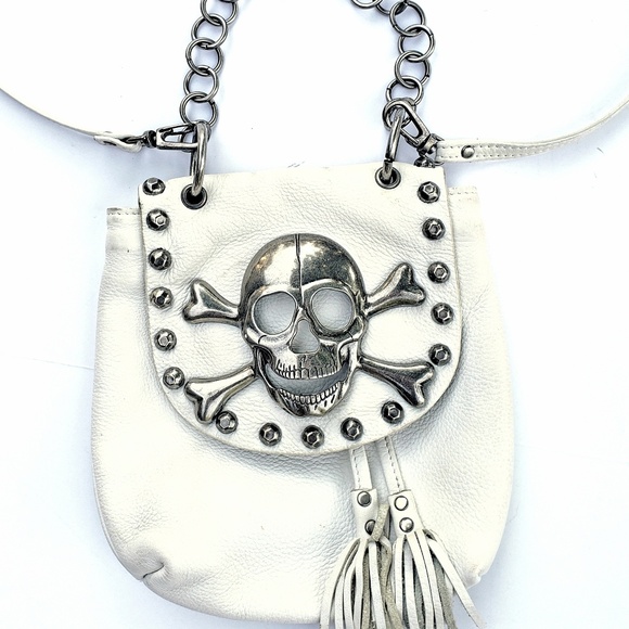 Ohh! Ashley Handbags - **RARE** OHH! Ashley White Leather Skull Crossbod